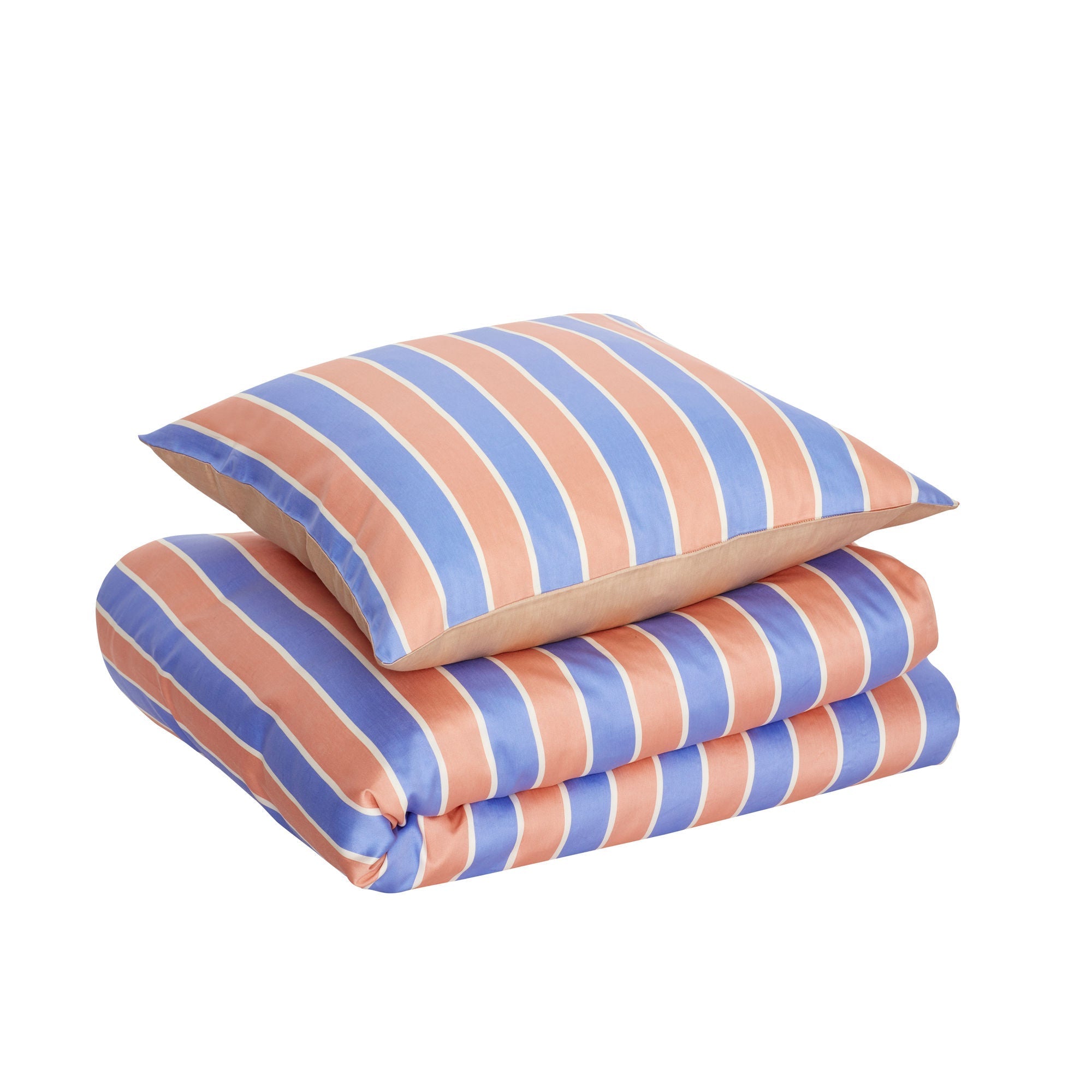 Hübsch consuelo lino de cama 60x63 140x200 azul/naranja