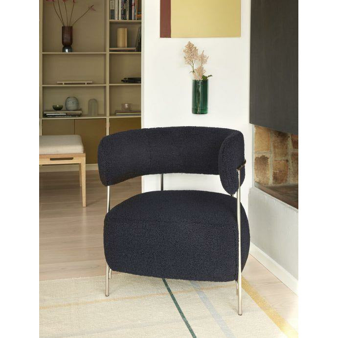 [product_category]-Hübsch Teddy Lounge Chair Polyester/Metal Blue/Nickel-Hübsch-5712772111826-021301-HUB-5