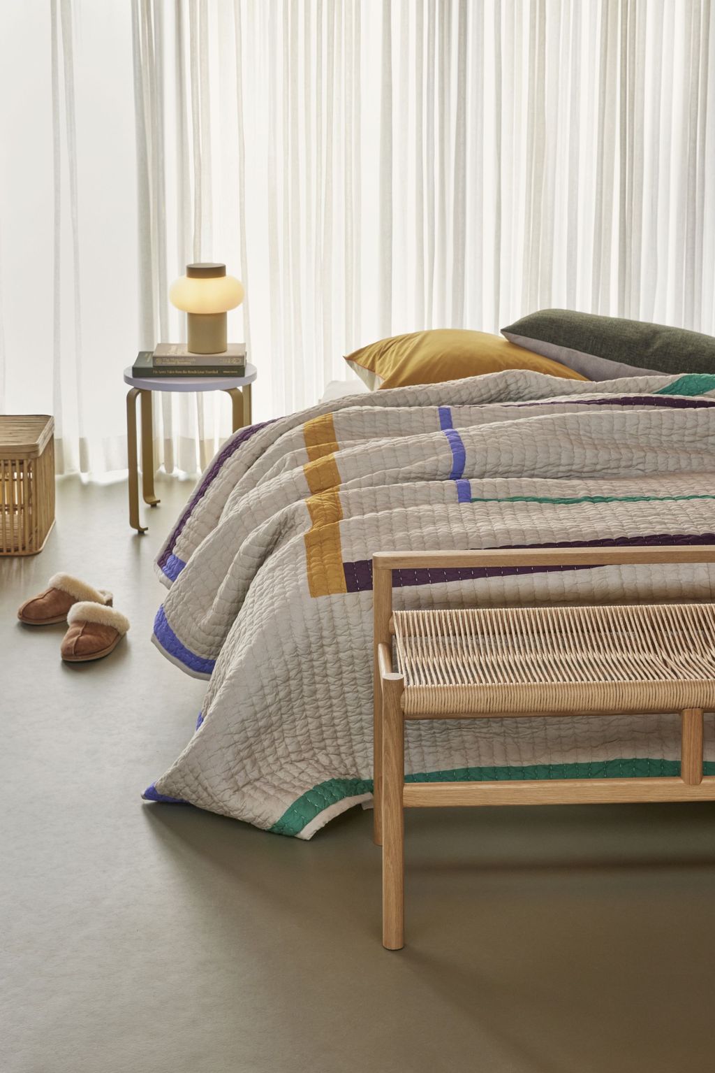 Hübsch Twist Bedspread 260x260 Cm, Multi Coloured/Sand Colours