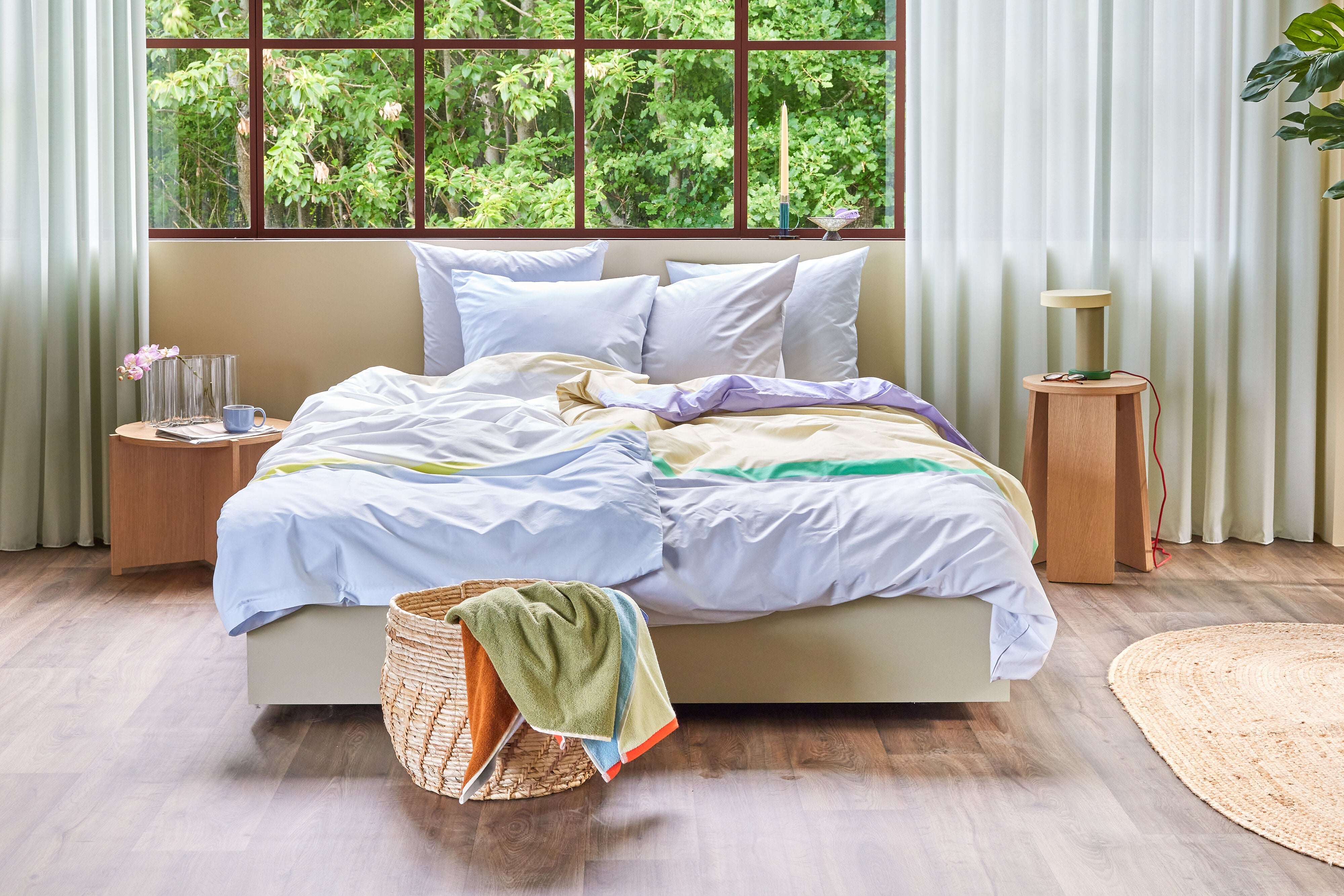 Hübsch Block Bed Linen 60/200 cm, beige/multicolor