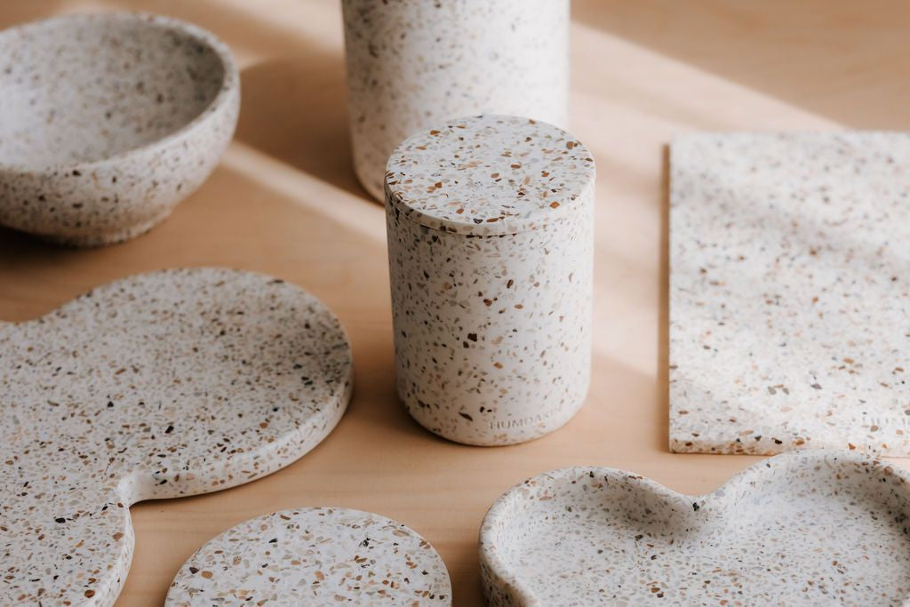 Humdakin Bologna Terrazzo Vase med låg, sort