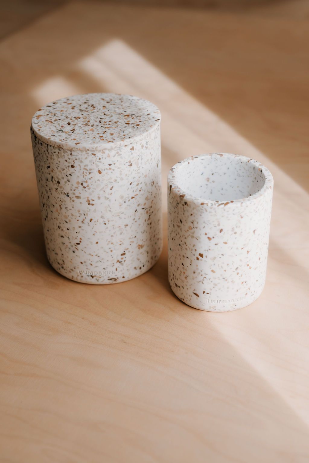 Humdakin Bologna Terrazzo Vase avec couvercle, noir