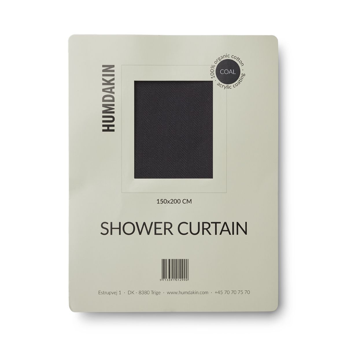 [product_category]-Humdakin Shower Curtain Made Of Organic Cotton, Coal-Humdakin-5713391012990-351-020-HUM-2