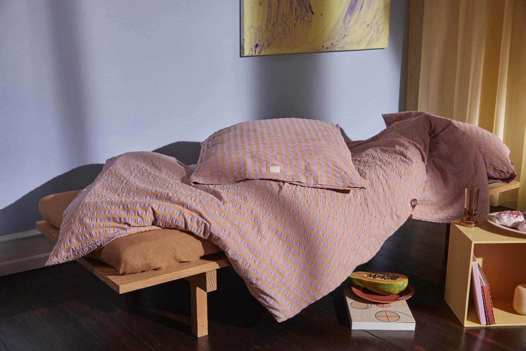 [product_category]-Juna Bæk&Bølge Bed Linen 140x200 Cm, Lavender Blue/Peach-Juna-5713397360484-636048-JUN-18