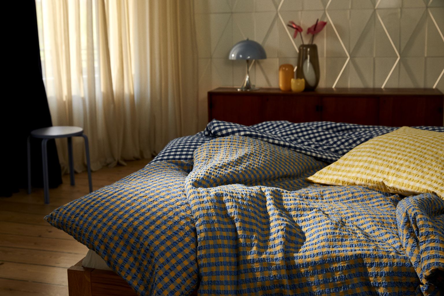 [product_category]-Juna Bæk&Bølge Bed Linen 200 X220 Cm, Blue/Ochre-Juna-5713397360460-636046-JUN-12