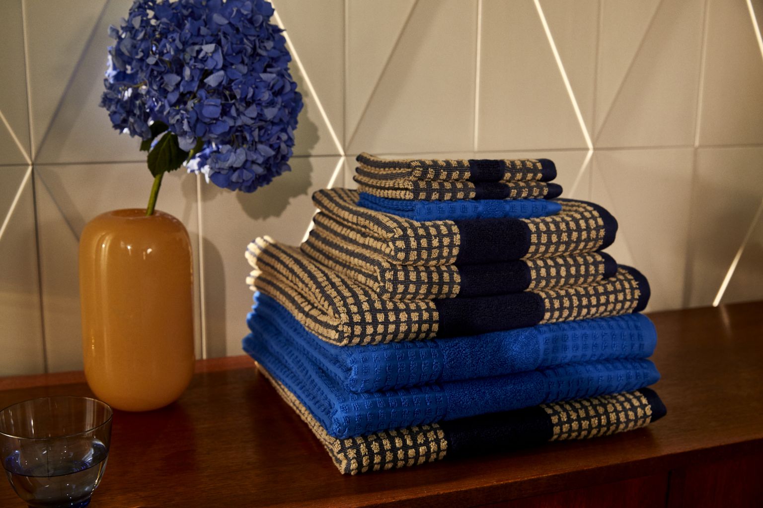 [product_category]-Juna Check Washcloth 30 X30 Cm, Dark Blue/Sand-Juna-5713397150658-615065-JUN-13