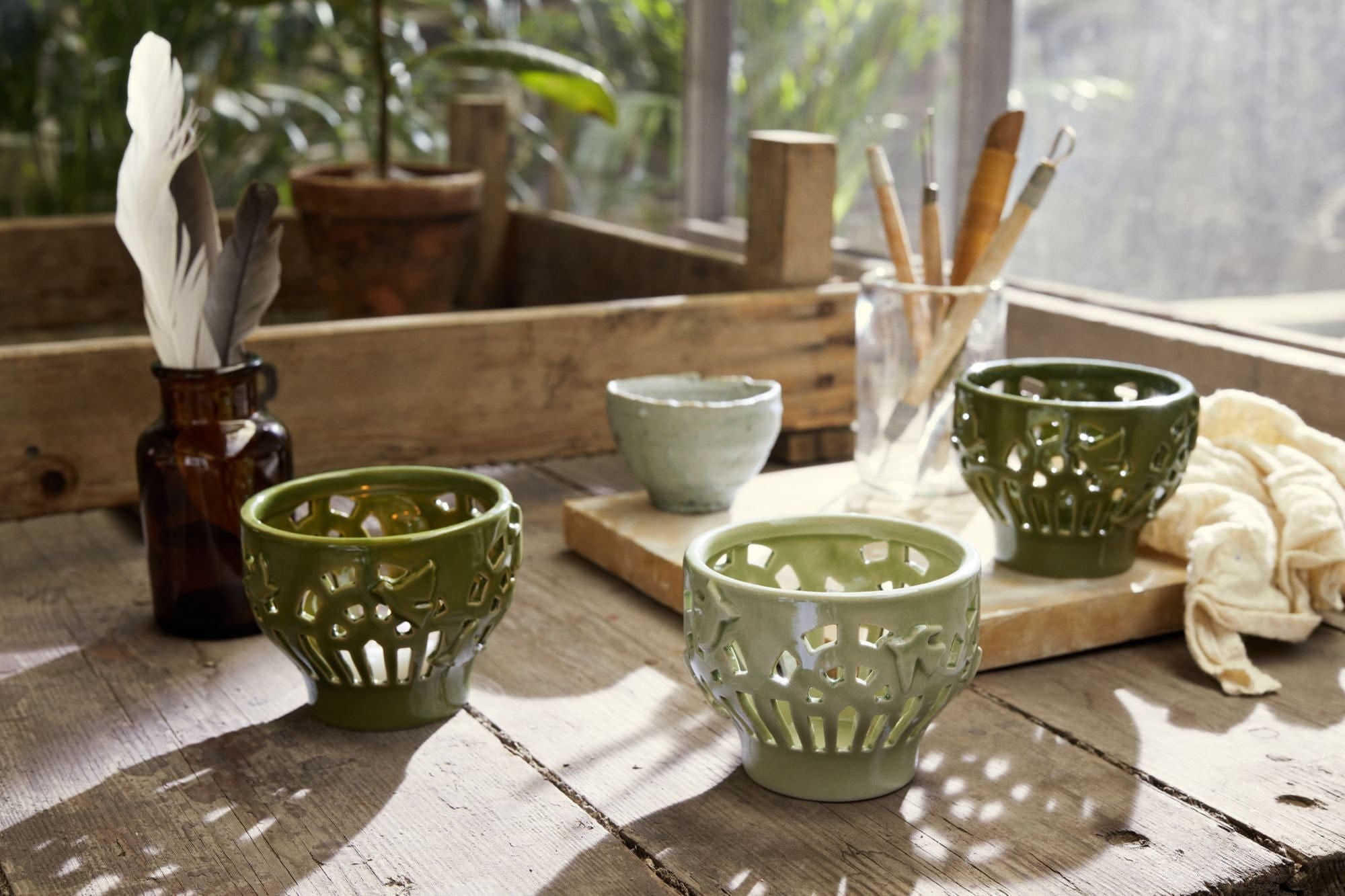 [product_category]-Kähler Orangery Tealight Holder ø9.5 Cm, Green Garden-Kähler-5703779186887-691203-KAH-9