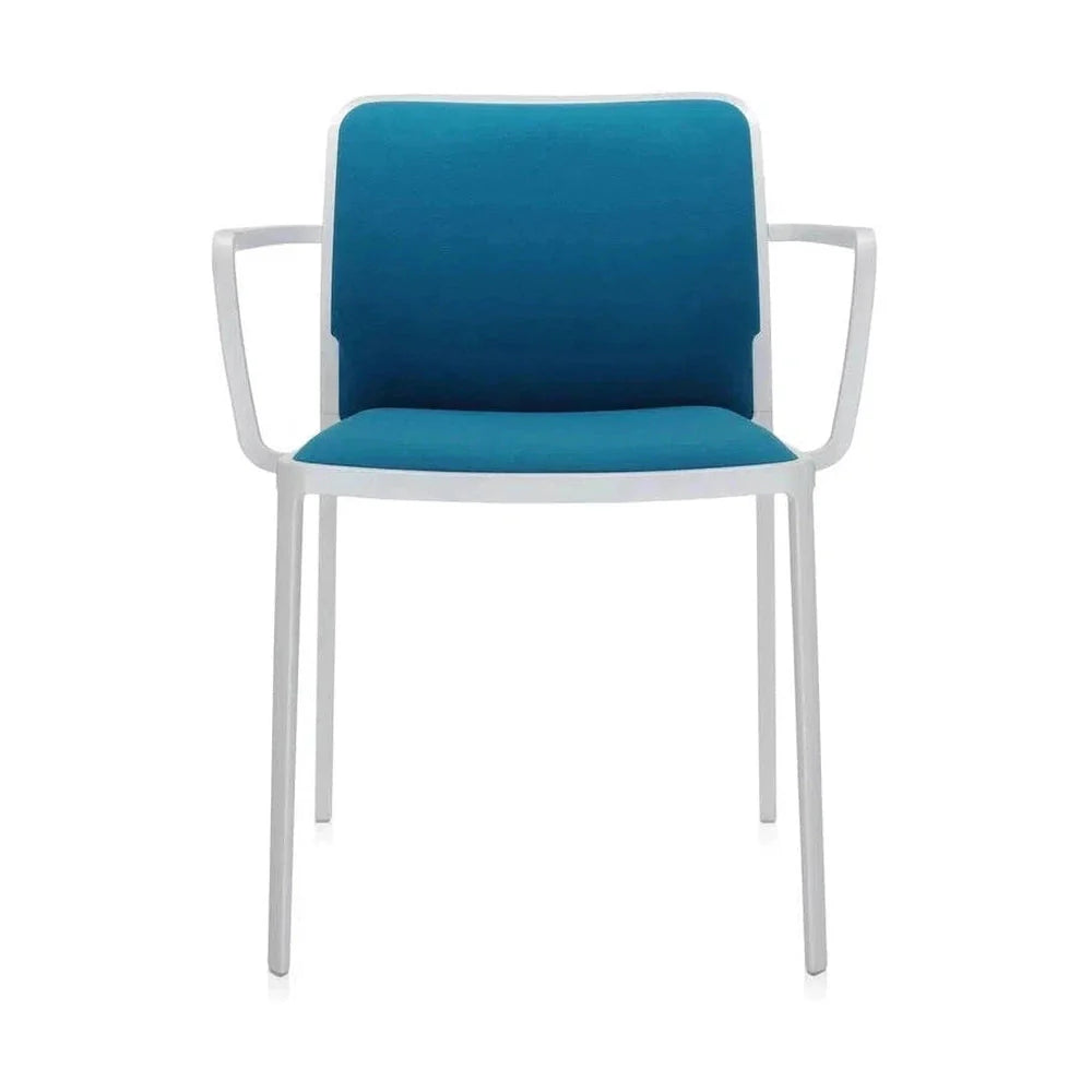 Fauteuil Soft Kartell Audrey, blanc / bleu turacineux