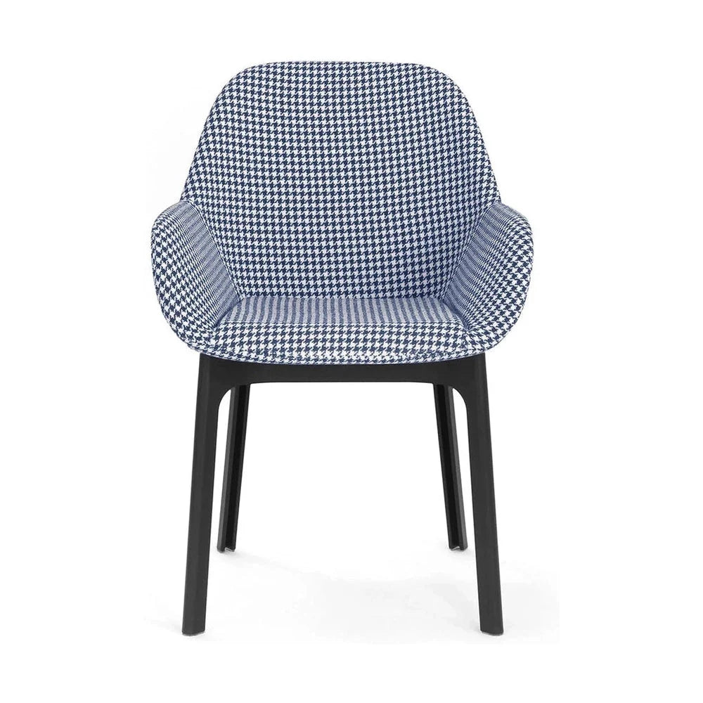 Kartell klap lænestol, sort/houndstooth blå