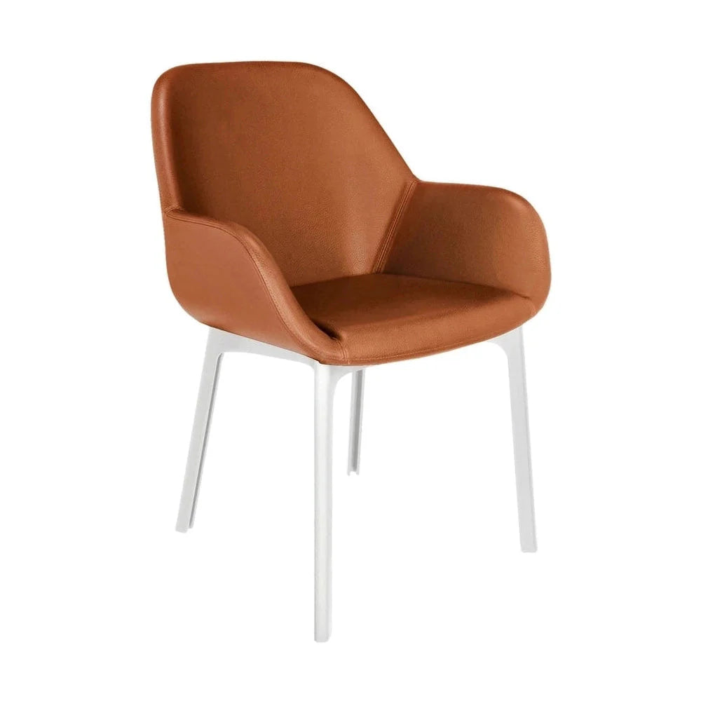 Fauteuil Kartell Clap PVC, blanc / tabac