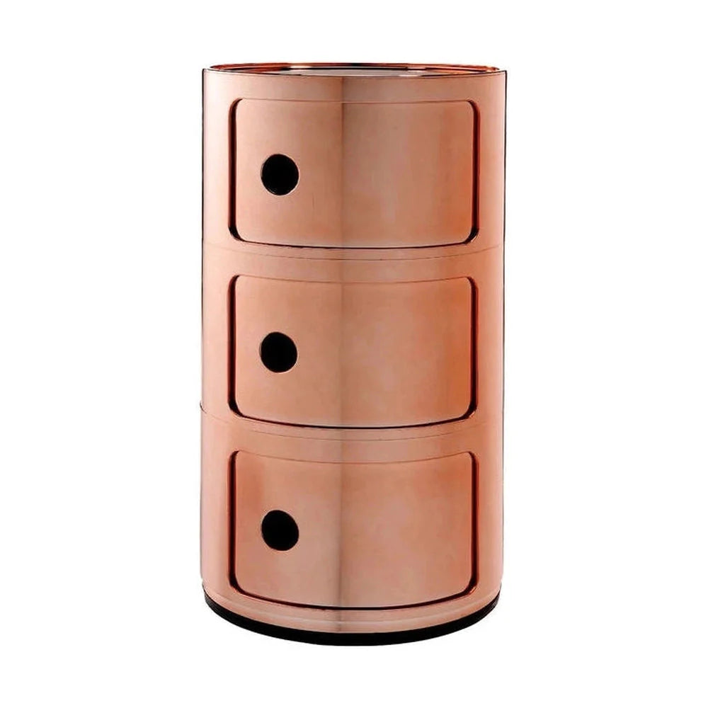 Contenedor de metal de componibili Kartell 3 elementos, Coppery