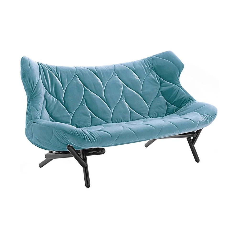 Kartell Foliage Sofa Velvet, Black/Teal Blue