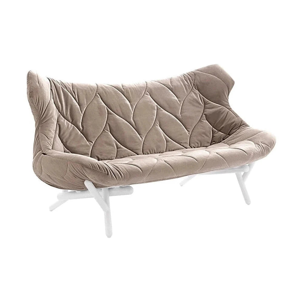 Kartell løv sofa fløjl, hvid/taupe