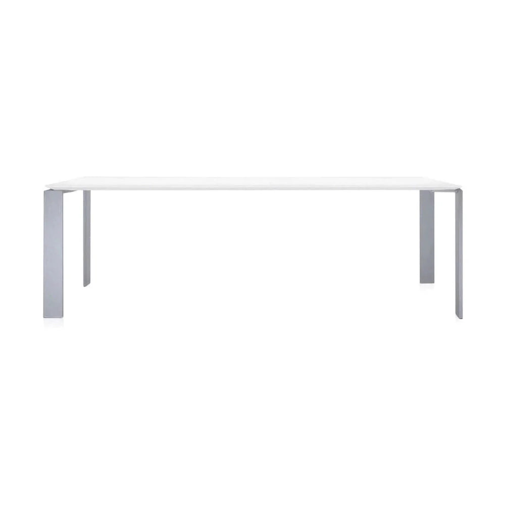 Kartell fyra skrivbord 223x79 cm, aluminium/vit