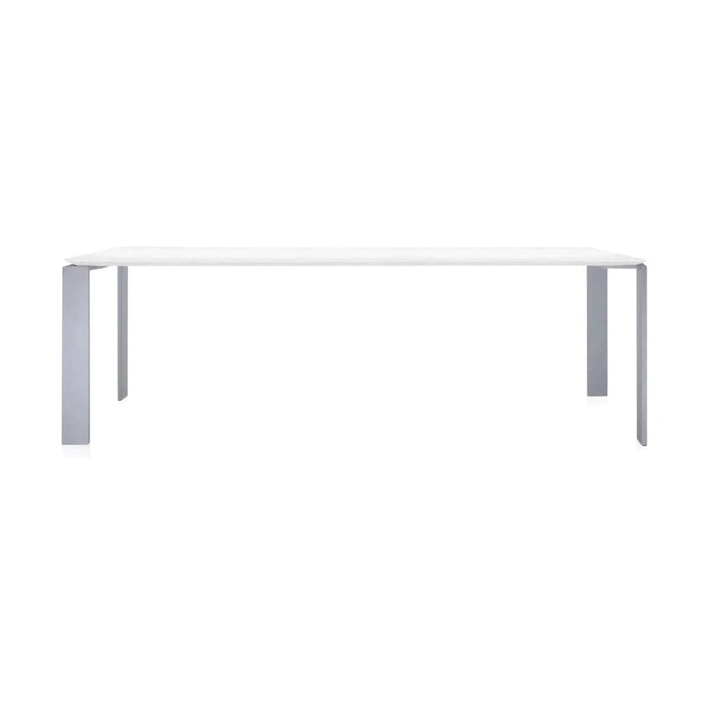 Kartell Four Soft Touch Desk 223x79 cm, aluminio/blanco