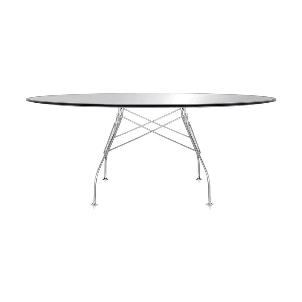 Kartell Glossy Table Oval Glass, Chrome/Black