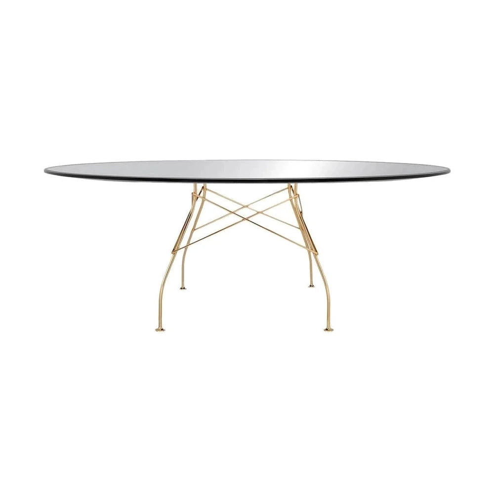 Mesa Kartell Glossy Glass ovalada, oro/negro