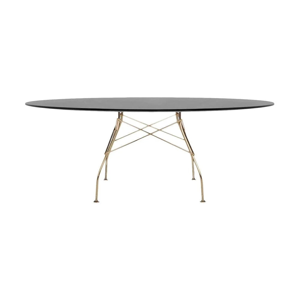 Kartell glänzender Tisch oval lackiert, gold/schwarz