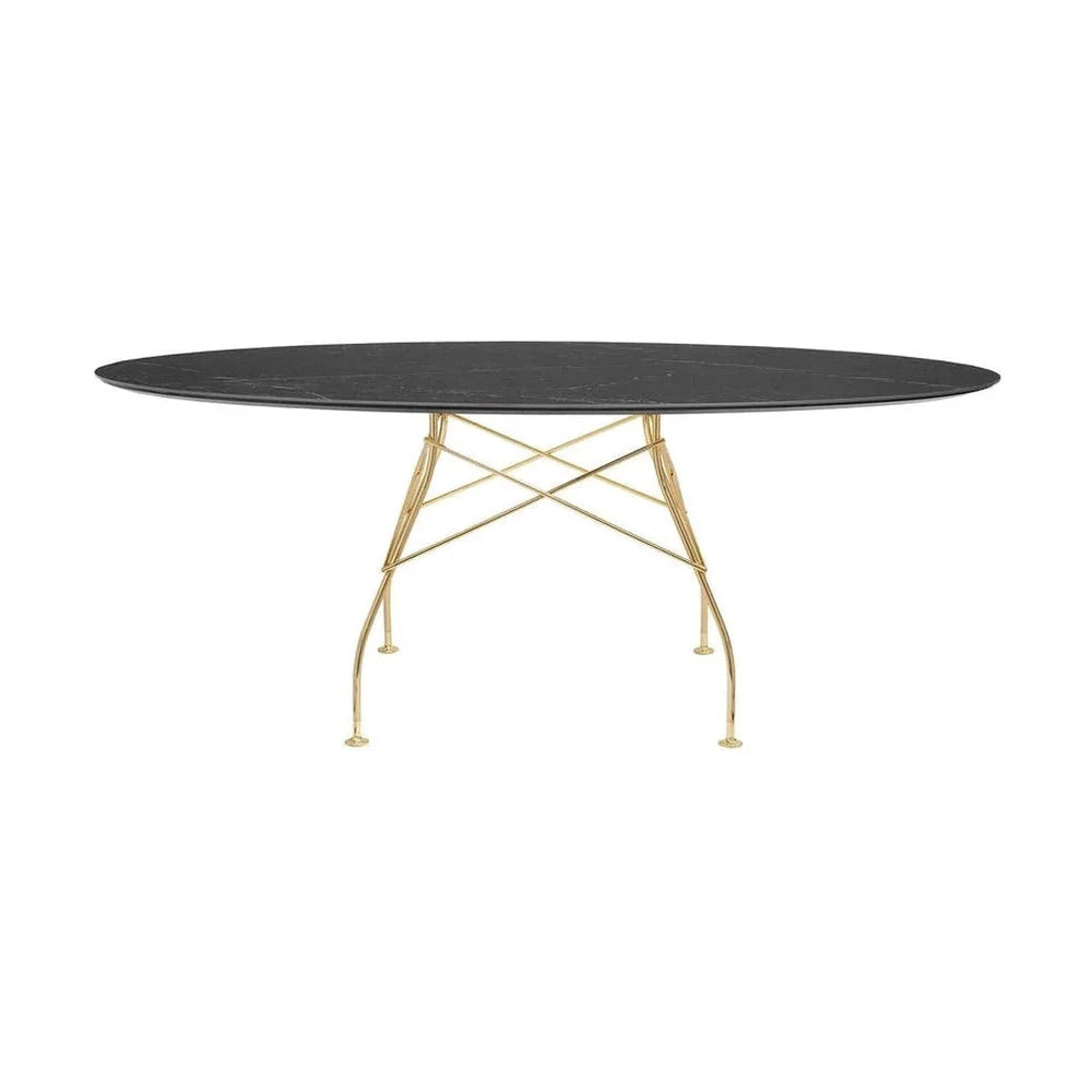 Mesa Kartell Glossy Marble ovalada, oro/negro