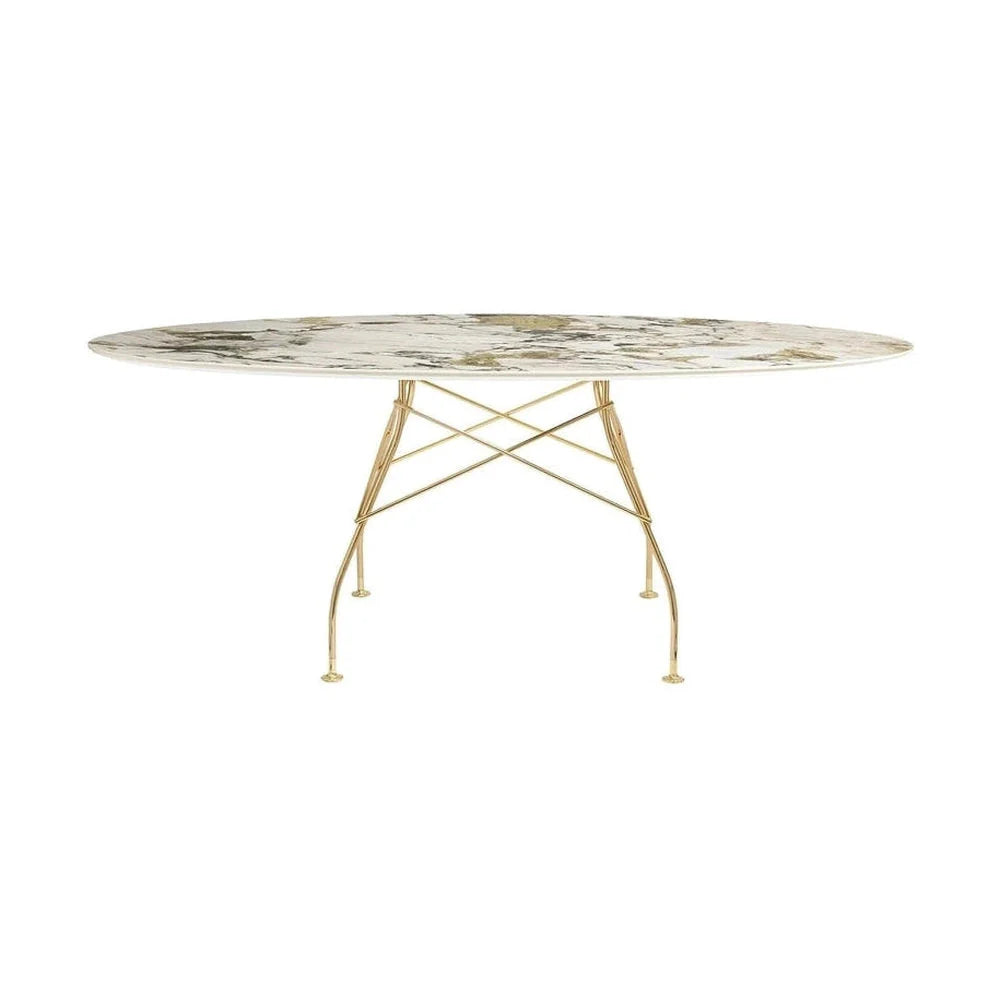 Mesa Kartell Glossy Mármol ovalada, Oro/Symphonie