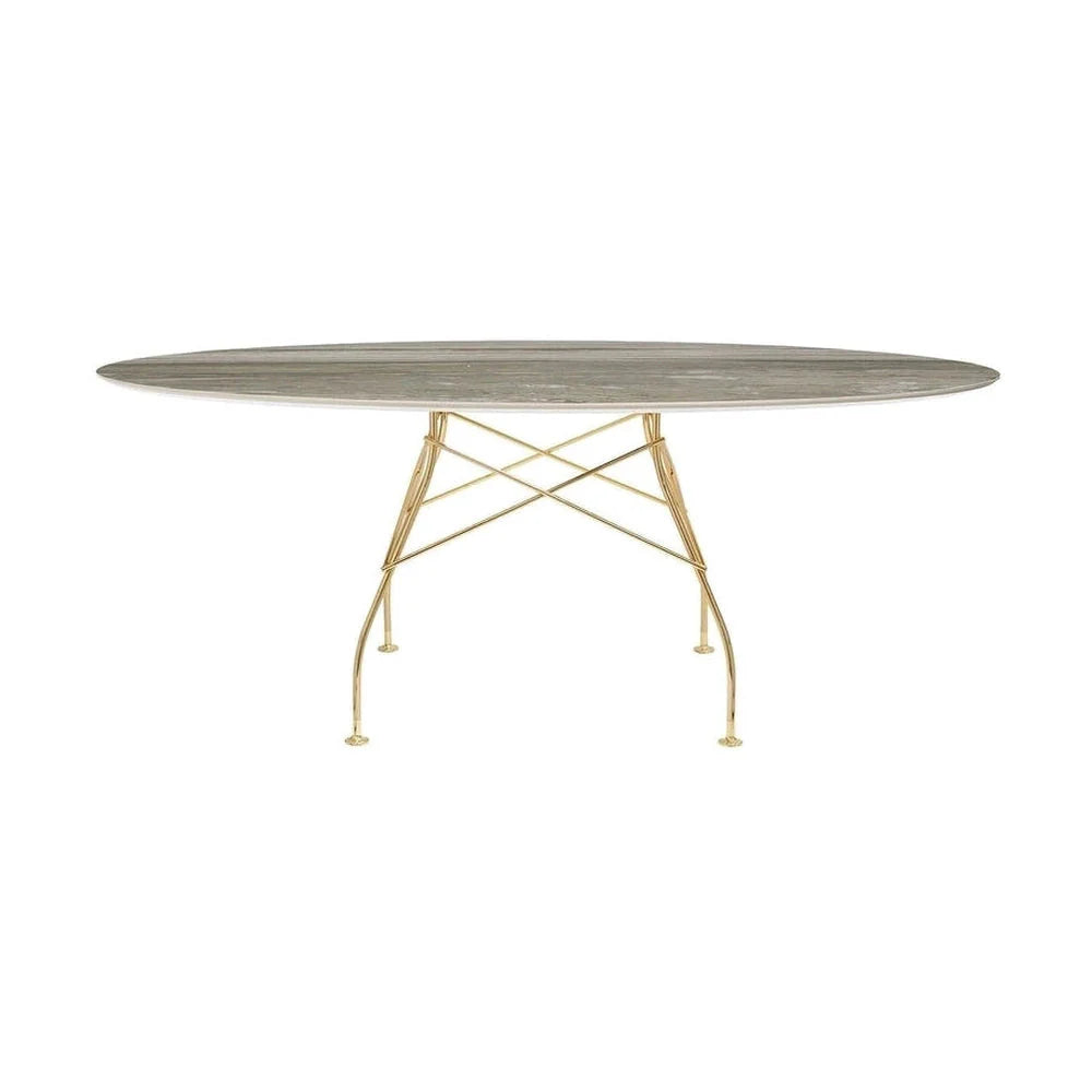 Mesa Kartell Glossy Marble oval, Gold/Tropical Grey