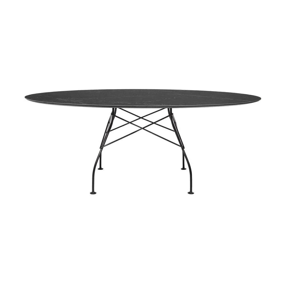 Table brillante kartell marbre ovale, Matt noir / noir