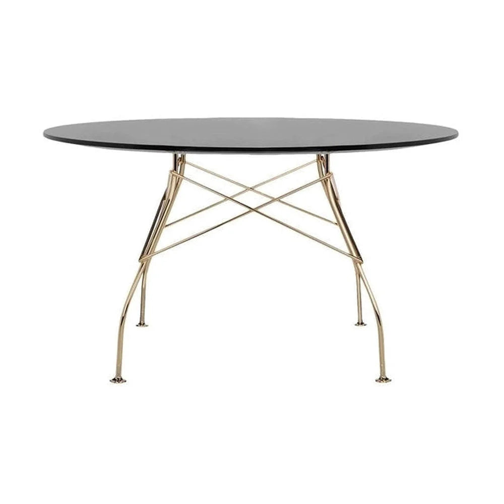 Kartell glänzend tisch rund lackiert, gold/schwarz