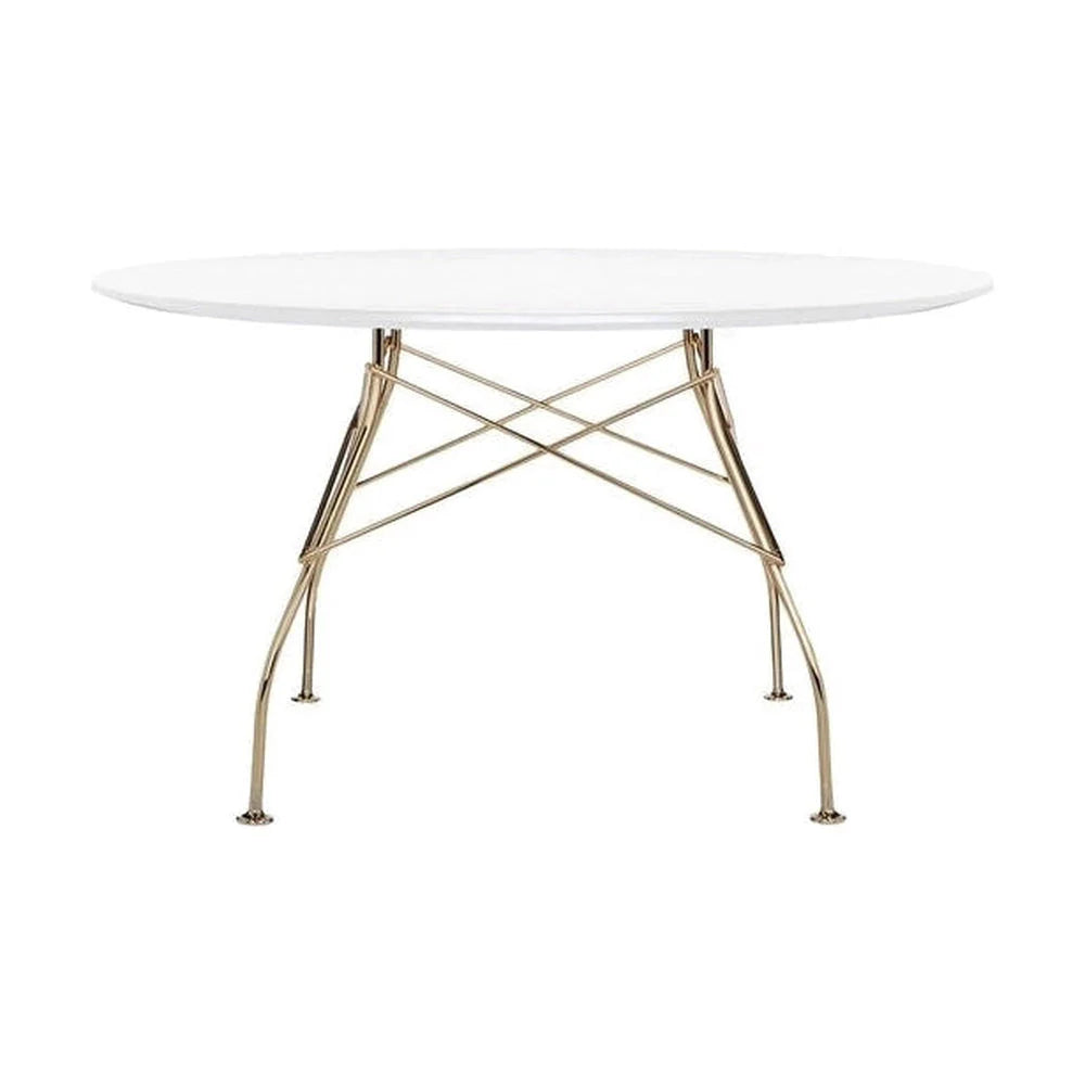 Mesa Kartell Glossy Round Lacqueed, Gold/White