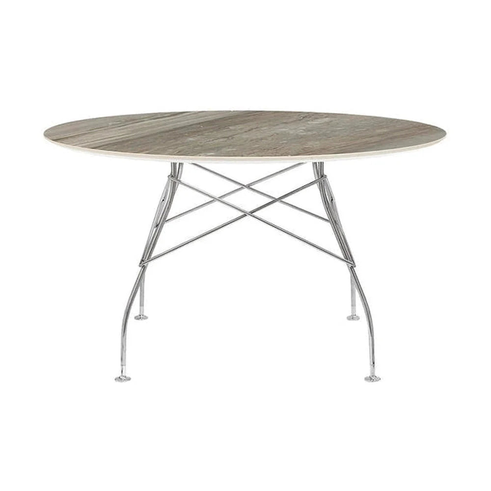 Marble redonda de mesa brillante Kartell, cromado/gris tropical