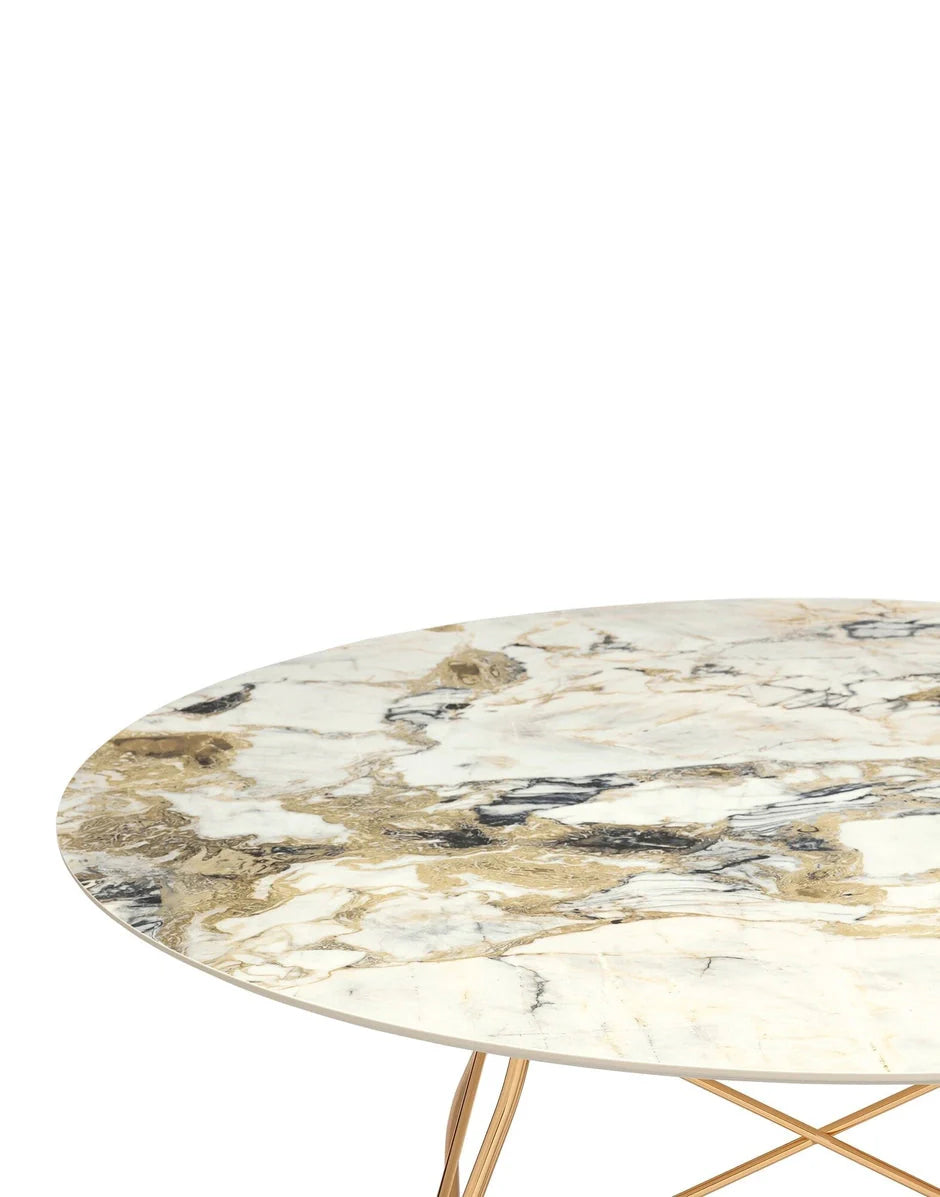 Kartell Glossy Table Round Marble, Gold/Symphonie