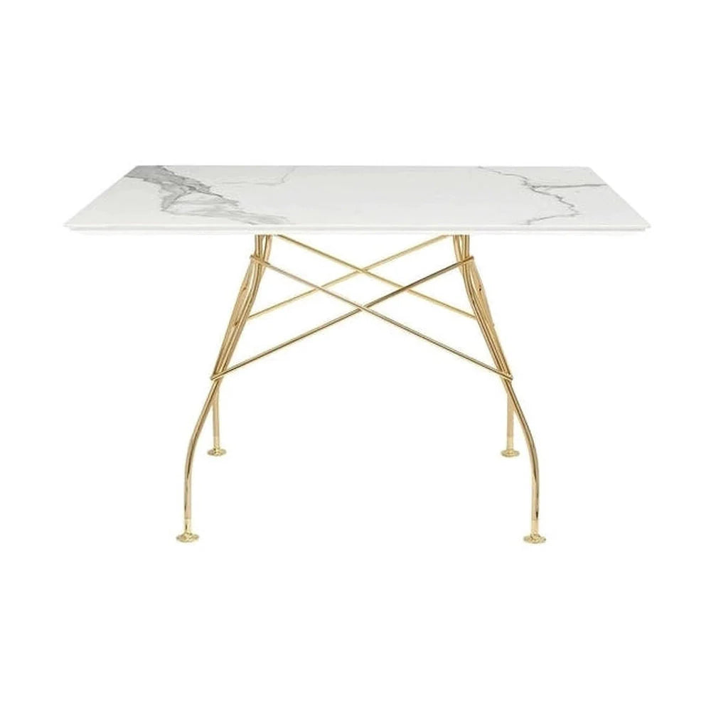 Kartell glänzender Tischplatz Marmor, Gold/Weiß