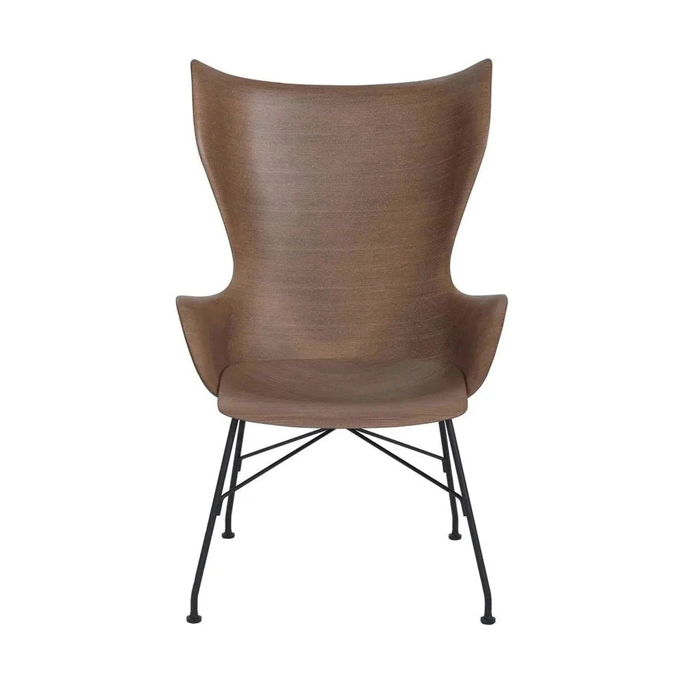 Kartell K/Wood Armchair Basic Veneer, Dark Wood/Black