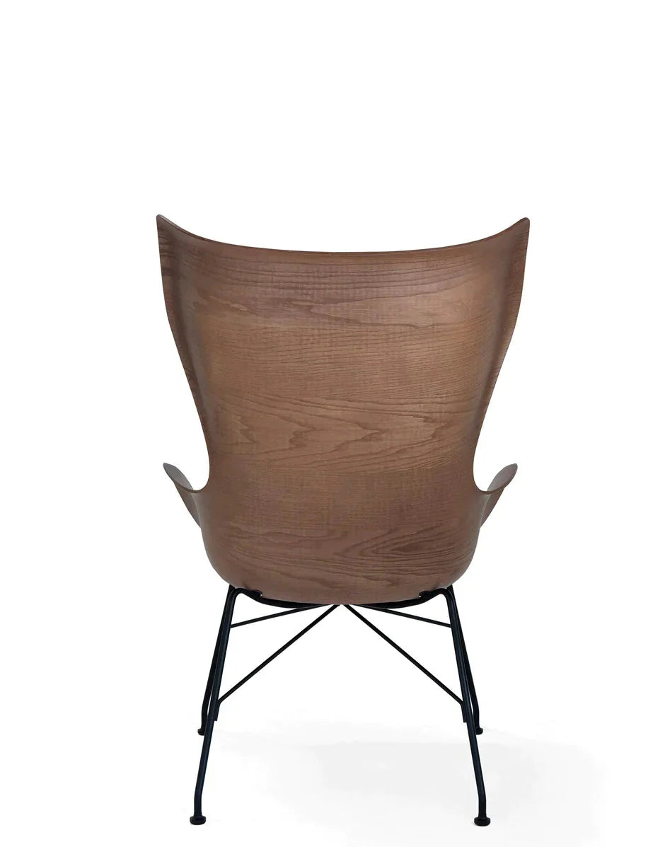 Kartell K/Wood Armchair Leather, Dark Wood/Black