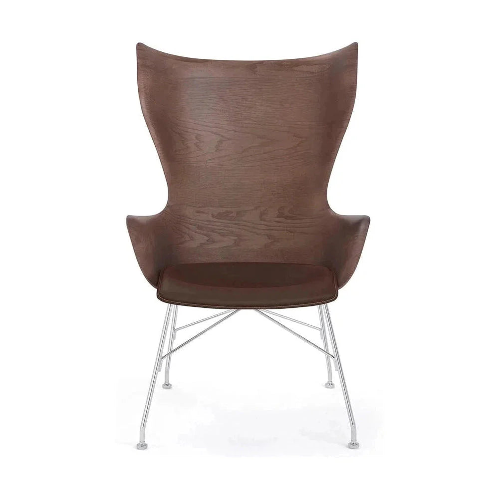 Kartell K / Cuir de fauteuil en bois, bois foncé / chrome