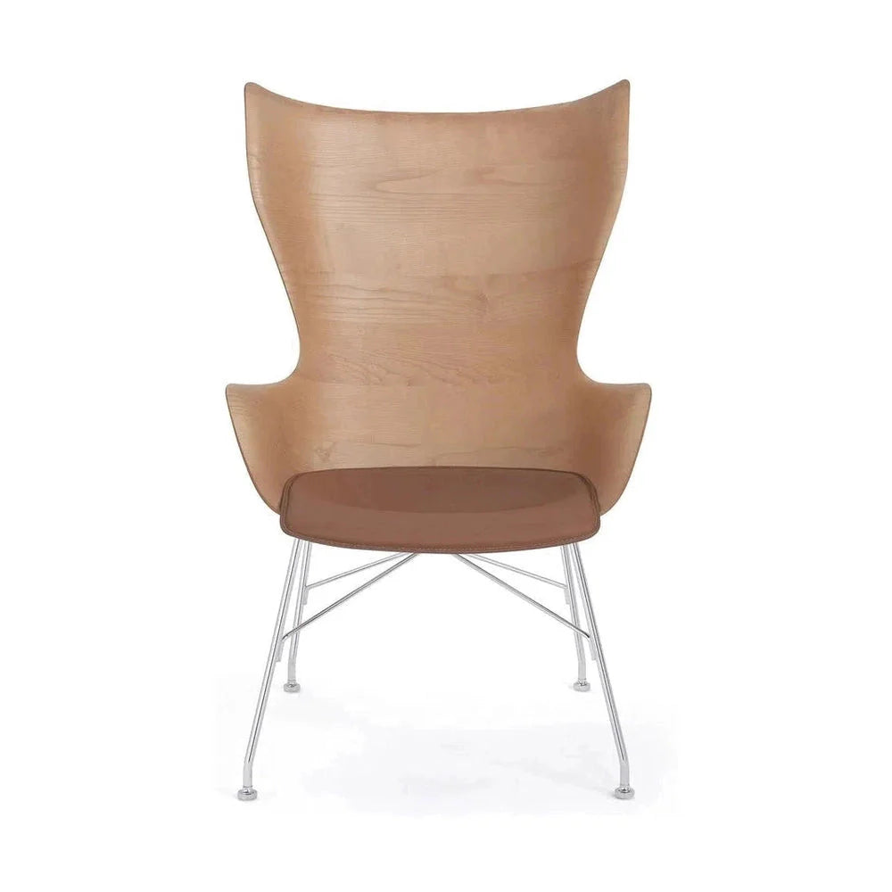 Kartell K / Cuir de fauteuil en bois, bois léger / chrome