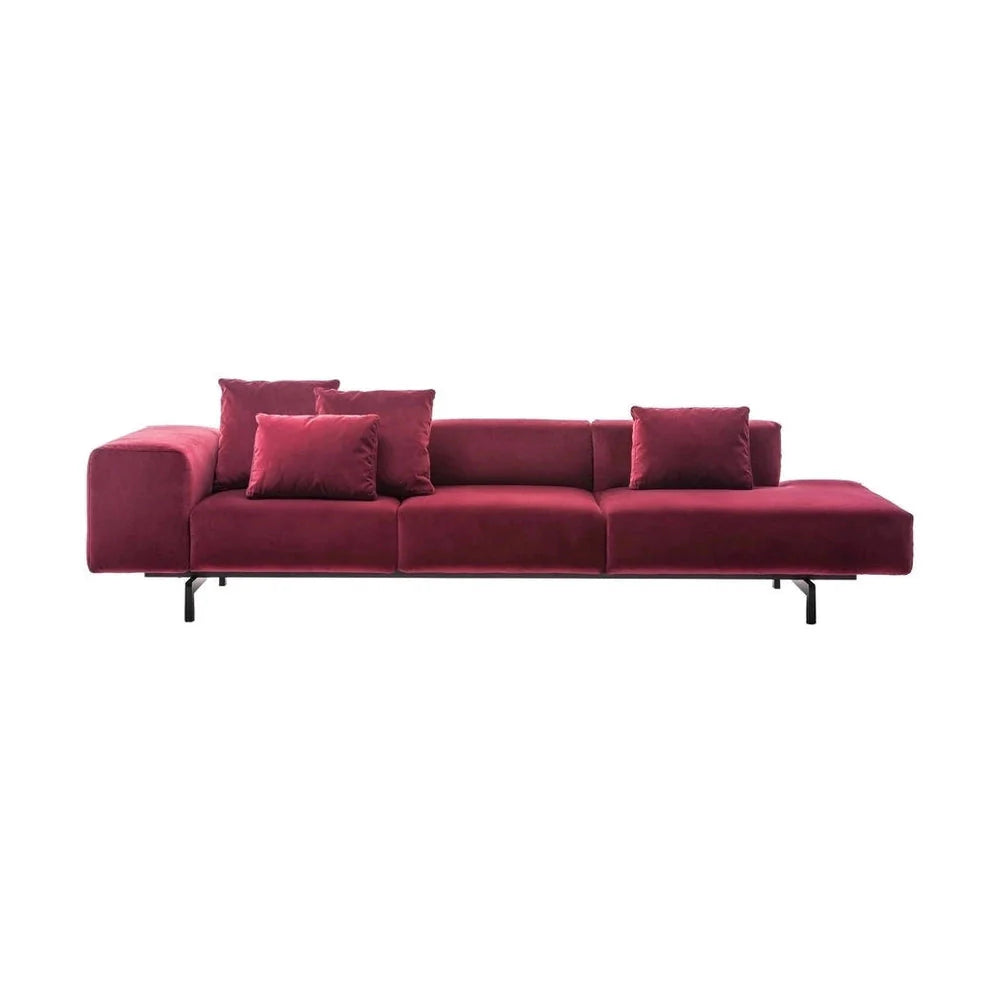 Kartell Largo 2 Seater Sofa With Footrest Velvet, Pink