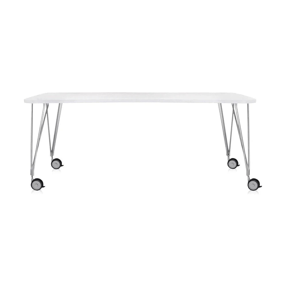 Kartell Max Desk avec roues 190x90 cm, zinc blanc / chrome