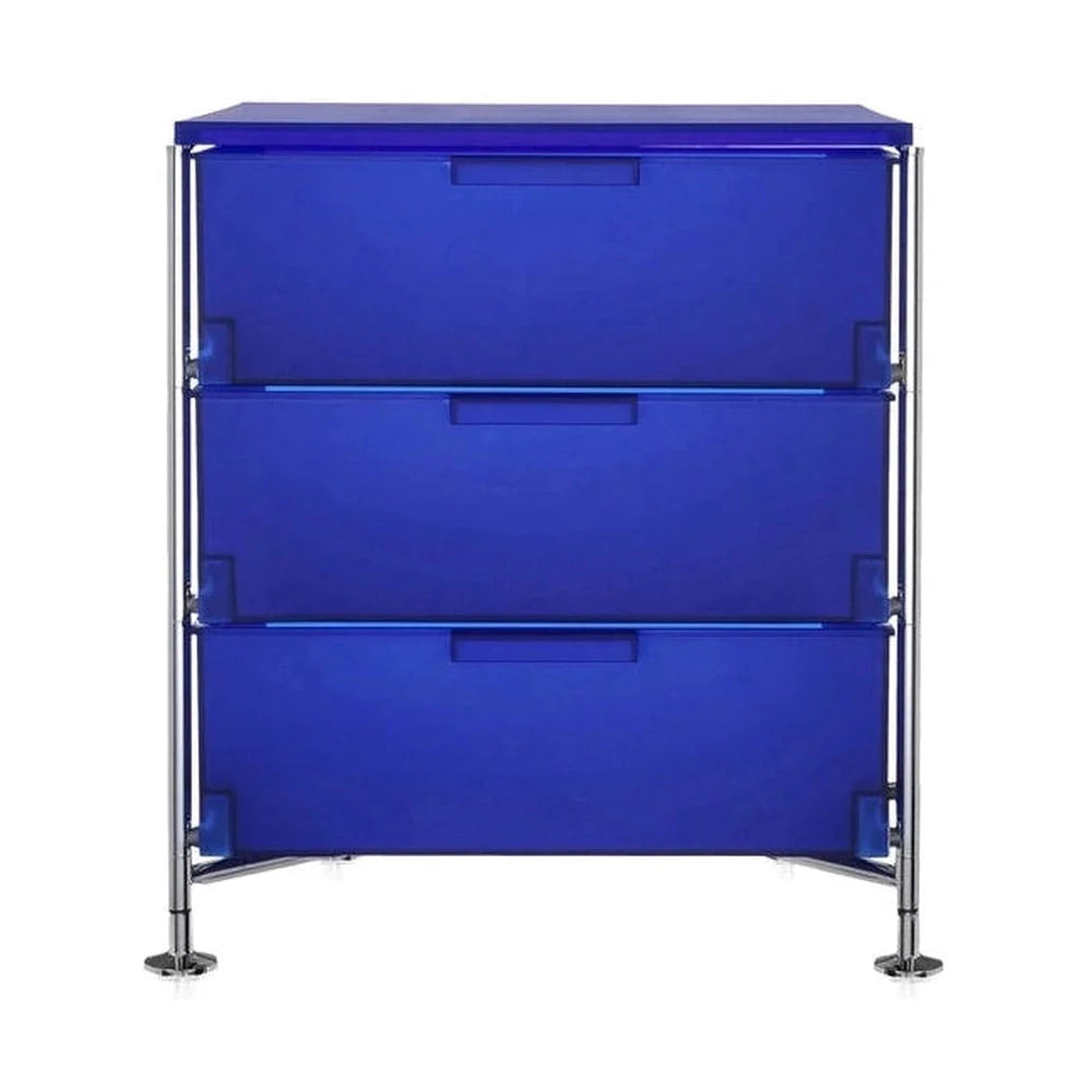 Kartell Mobil 3 tiroir avec pieds, bleu cobalt