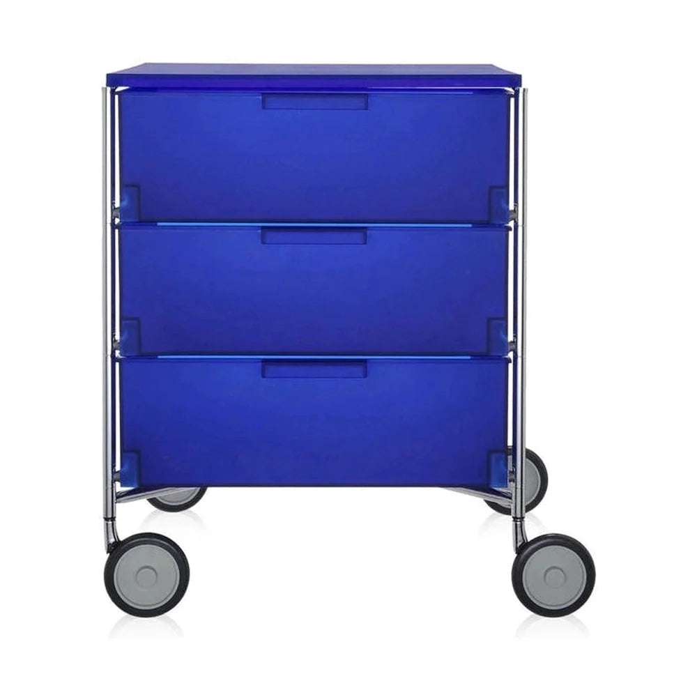 Tiroir Kartell Mobil 3 avec roues, bleu cobalt