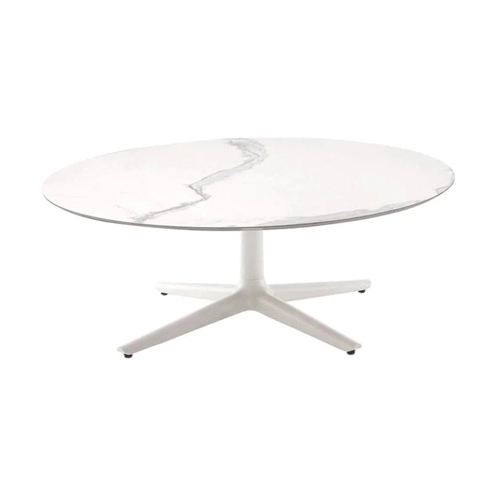 Kartell Multiplo Tisch niedrig mit Sternbasis Marmor ⌀118 cm, weiß