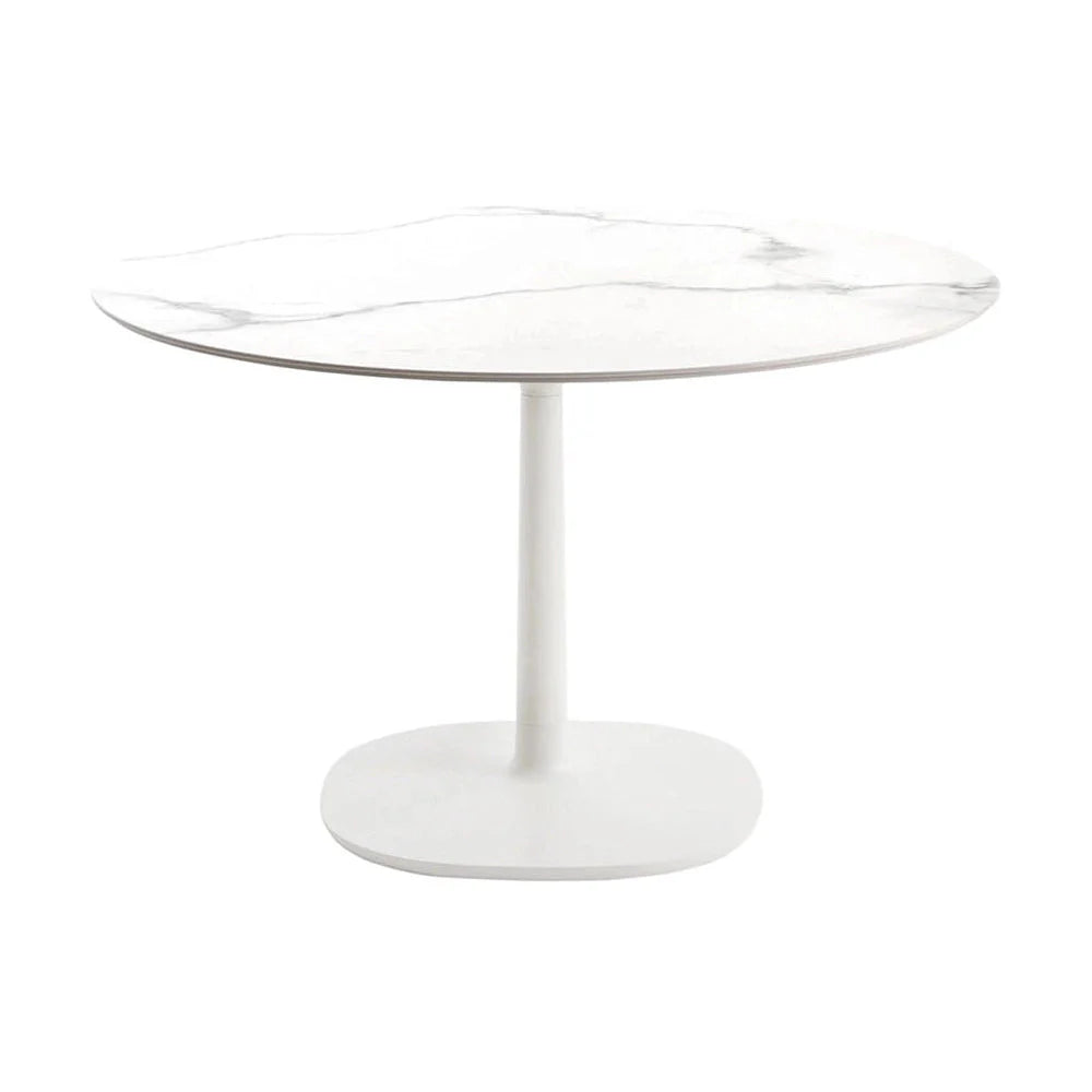 Kartell Multiplo Table Round With Square Base Marble ⌀118 Cm, White