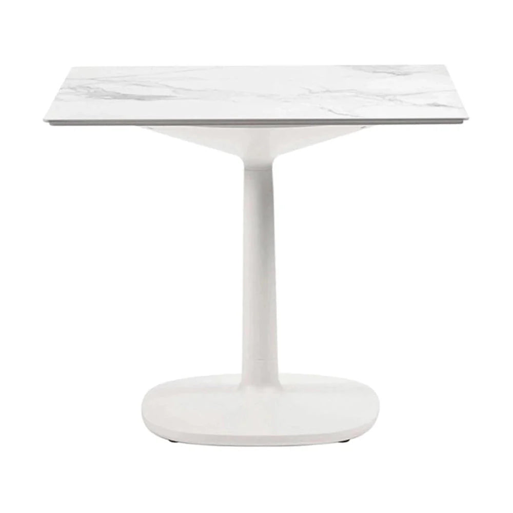 Table Multiplo Kartell Redonda con mármol de base cuadrada 78x78 cm, blanco