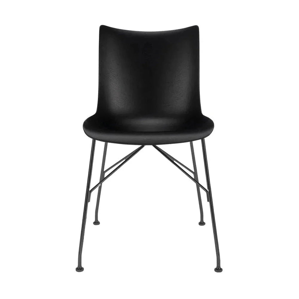 Kartell P/Wood Chair Basic Veneer, Black Wood/Black