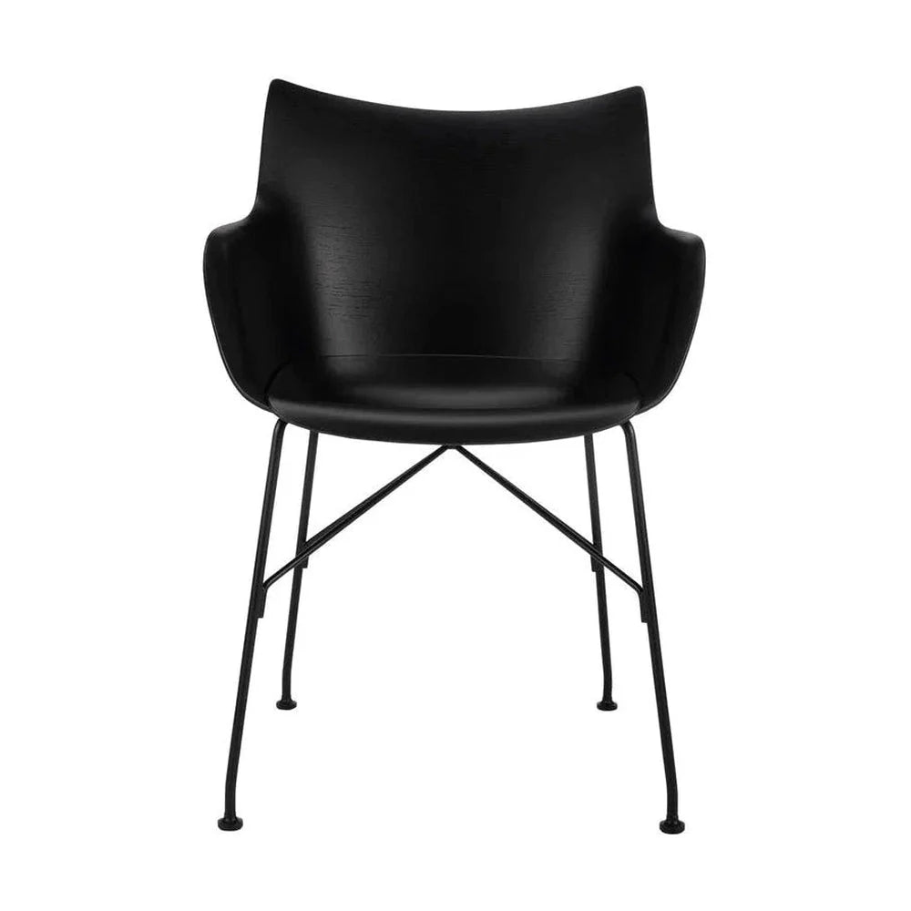 Kartell Q/Wood Armchair Basic Veneer, Black Wood/Black