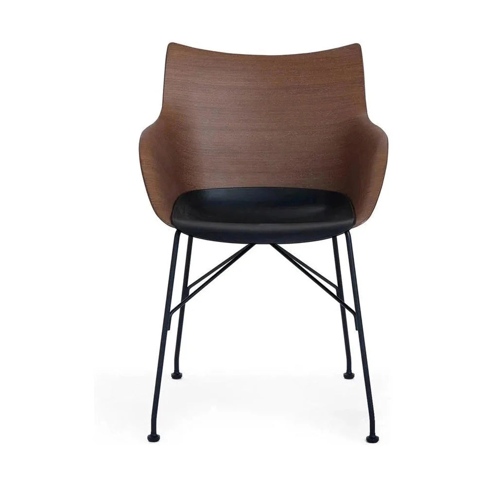 Kartell Q/Wood Armchair Basic Veneer, Dark Wood/Black