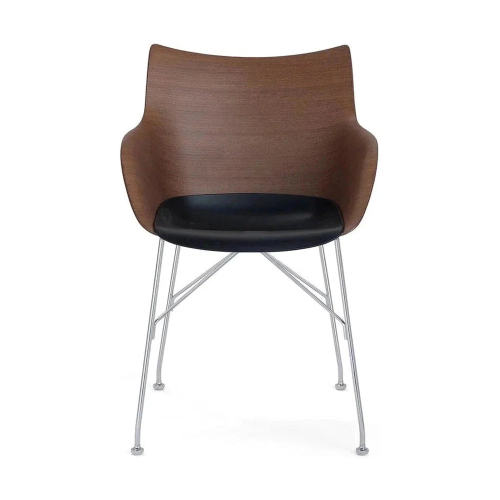 Kartell Q/Wood Armchair Basic Veneer, Dark Wood/Chrome