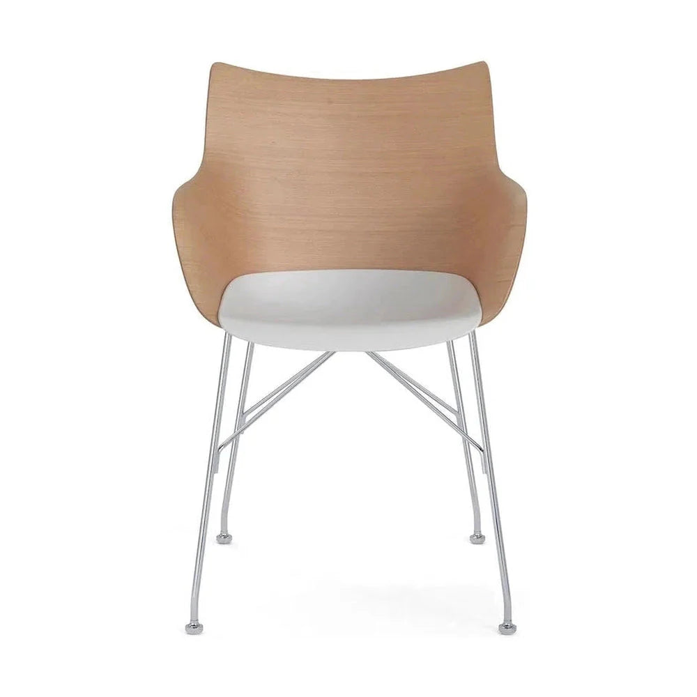 Kartell Q / Wood Armchair Basic Louceer, Wood / Chrome léger