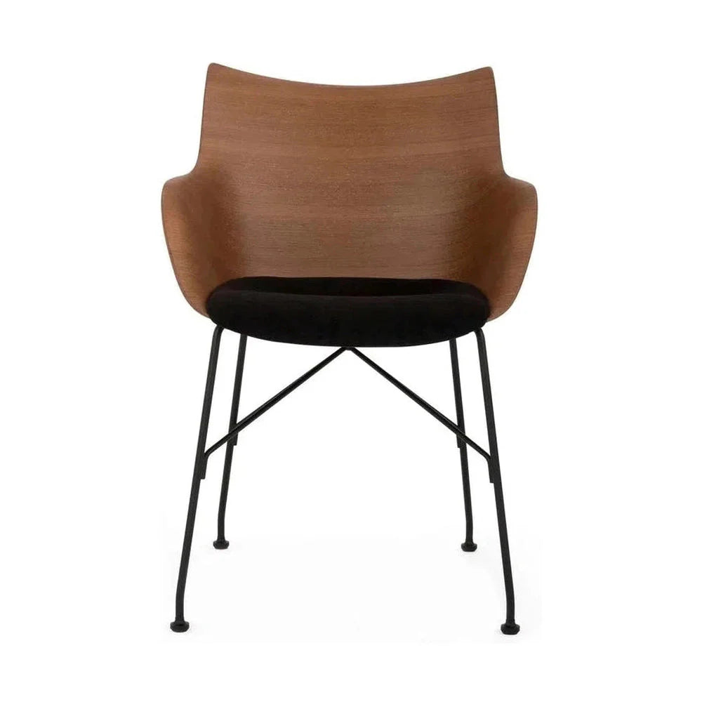 Kartell Q/Wood fåtölj, mörk trä/svart/svart