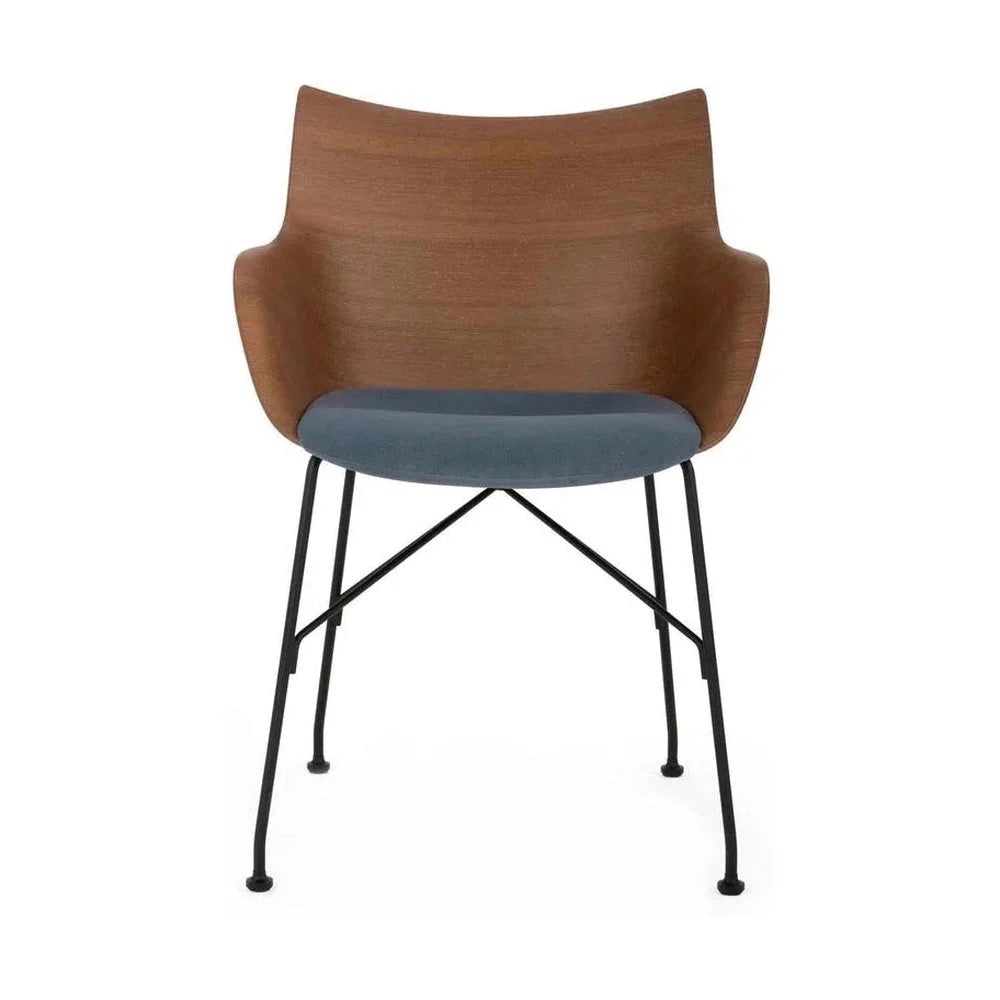 Kartell Q/Wood Sillir, madera oscura/negro/azul claro