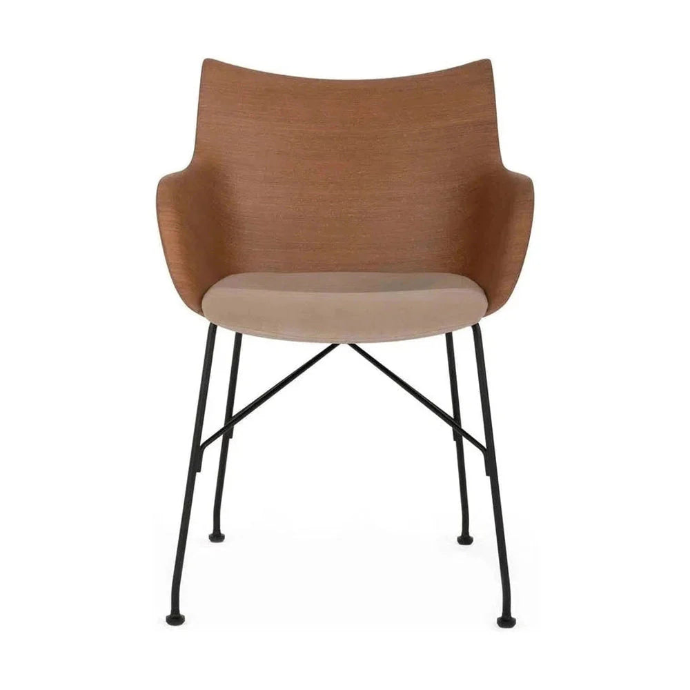 Kartell Q/Wood Armchair, Dark Wood/Black/Nude